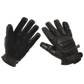 Тактичні шкіряні зимові рукавички MFH "Protect" стійкі до порізів чорні р-р XL (15622_XL)
