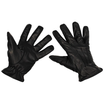 Зимові тактичні шкіряні рукавички MFH стійкі до порізів чорні утеплені (15610_S)