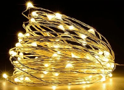 Светодиодная гирлянда Decorative Light Led 100 Нить проволока 10 м на батарейках Тёплый белый (2000992414906)