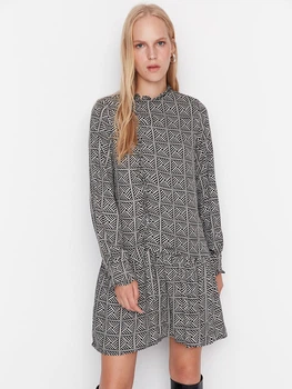 Платье короткое осеннее женское Trendyol TWOAW23EL00494 38 Black (8683047504292)