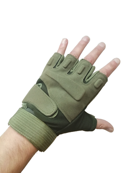Перчатки тактические без пальцев Перчатки тактические беспалые Размер XL Зеленый (Олива)