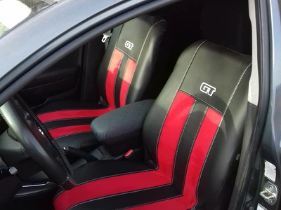Авточехлы с эко кожы для KIA Cee'd 2007>2012 Pok-ter GT line с красной вставкой