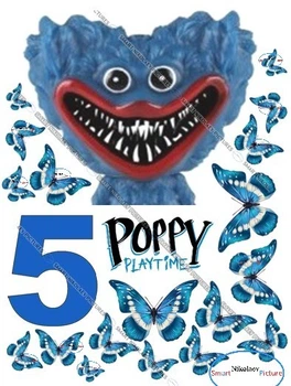 Сахарна їстівна картинка Хагі Вагі, метелики, Poppy Play Time вис.14*17см, вис.8см для дівчинки 5 років на торт (SNP - 01026)