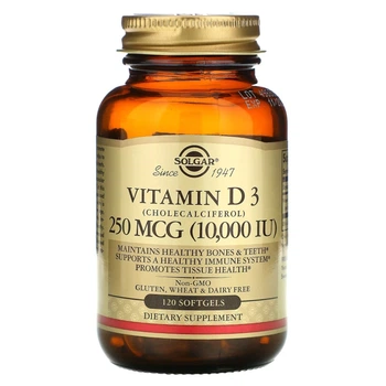 Витамины Solgar Vitamin D3 Cholecalciferol витамин Д3 250 мкг 10000 IU 120 капсул