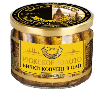 Бічки Riga Gold копчені в олії 280 г