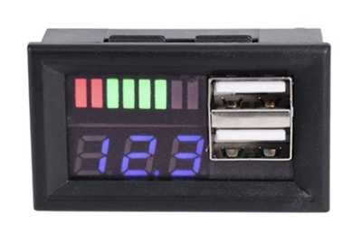 Автомобільний вольтметр/тестер із двома USB портами/зарядками. Арт. - 100806с