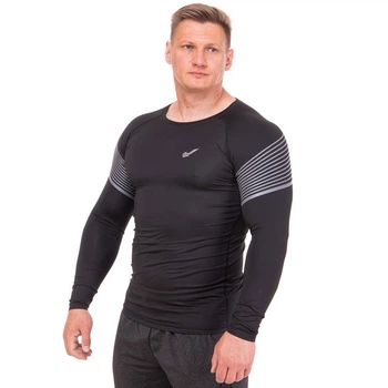 Спортивная компрессионная футболка мужская с длинным рукавом Jason K1-1 2XL (180-185 см) Black-Grey