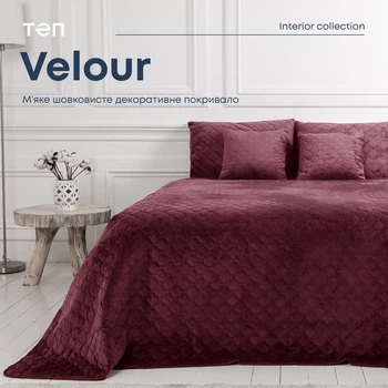 Покрывало ТЕП Velour (Велюр) 150х210 Бордо Ромб круглый