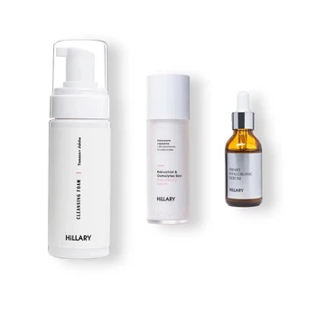 3-х Кроковий комплекс для жирного типу шкіри Hillary Step 3 Cleansing and Moisturizing: Пінка + Оновлююча сироватка з біо-ретинолом та осмолітами + Гіалуронова сироватка K-11-001