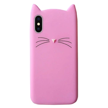 Чохол накладка xCase на iPhone X/XS Silicone Cat рожевий