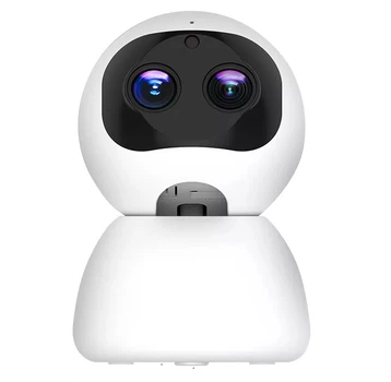 Поворотная WiFi IP камера видеонаблюдения-2 объектива, 2стороння связь, 10xzoom, распознавание лица, ночная съемка 1080P