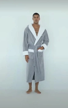 Мужской махровый халат Nusa 7245 gri 2XL