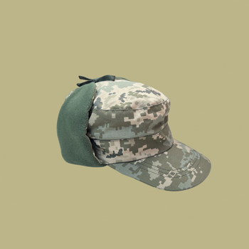 Зимова кепка тепла тактична камуфляжна військова Піксель ММ14 на флісі Бейсболка ЗСУ