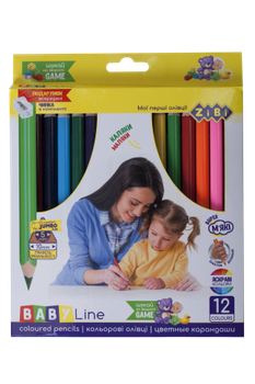 Олівці кольорові ZiBi Baby Line Jumbo з точилкою 12 кольорів (ZB.2452)