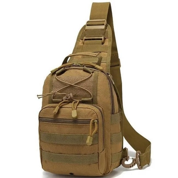 Рюкзак сумка через плечо мужская тактическая A74 песочная