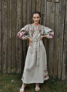 Плаття-вишиванка Vyshyvanka "Птаха" 56 Нат. Сірий 4603