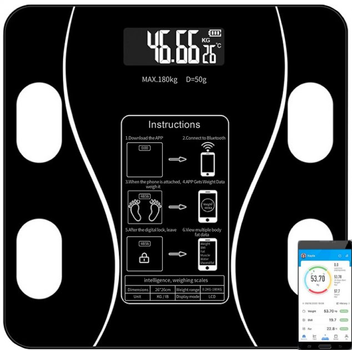 Смарт весы Scale one Black (scl-001bl) до 180 кг Напольные умные весы с приложением