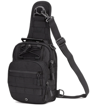Сумка рюкзак тактична військова через плече Protector Plus X202 система Molle 5л black