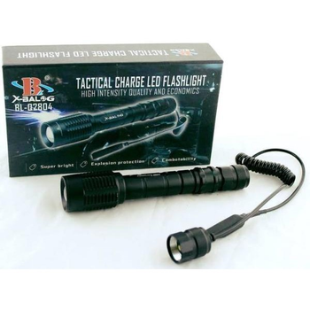 Ліхтар Bailong світлодіодний акумуляторний підствольний з зумом для полювання тактичний з виносною кнопкою під рушницю Чорний (Police-Q2804-T6)