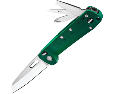 Складной нож мультиинструмент Leatherman 832894 Free K2 Evergreen 8 функций 115 мм зеленый