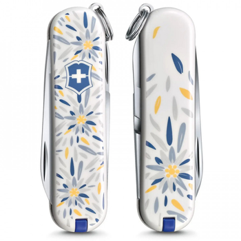 Складной швейцарский нож Victorinox Vx06223.L2109 Classic LE Alpine Edelweiss функций 58 мм узорчатый дизайн