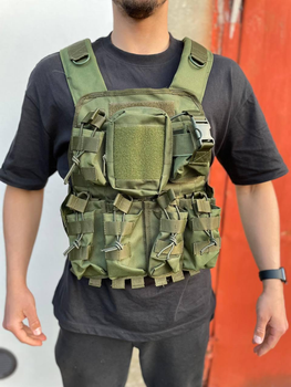 Плитоноска жилет тактическая военная с разгрузочной системой под плиту Tactical Vest Molle и Velcro оливковый