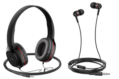 Наушники набор 2в1 HOCO Enlighten W24 50 мВт black-red