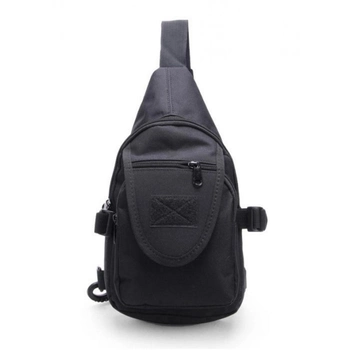 Тактическая городская сумка-рюкзак через плечо A32 черная для охоты рыбалки