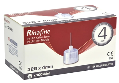 Иглы для инсулиновых шприц ручек Rinafine / Ринафайн 4 мм (32G x 0,23 мм)