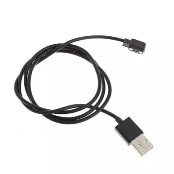 Магнитный USB кабель для смарт-часов на 2 коннектора (2.84 мм) 80 см. Черный