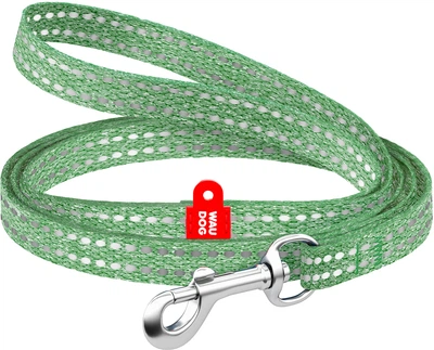 Поводок для котов и мелких пород собак Collar WAUDOG Re-cotton из восстановленного хлопка светоотражающий XS 200х1 см Зеленый (164418Collar)