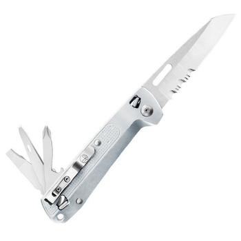 Складной нож мультиинструмент Leatherman 832655 Free K2x 9 функций 115 мм silver
