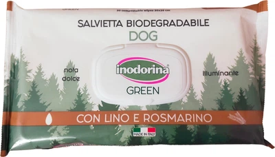 Вологі серветки біорозкладані для собак Inodorina Green Illuminante з розмарином 30 шт (8031398252476)