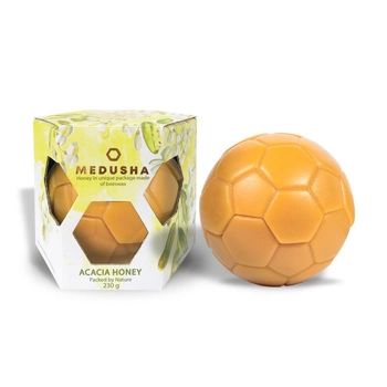 Мед білої акації в упаковці "М'яч" з 100% бджолиного воску 230г/30г Medusha 