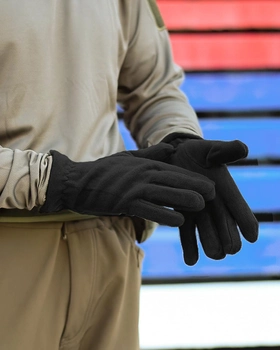 Теплые зимние флисовые военные перчатки для армии и военных зсу Черные