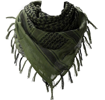 Платок шарф арафатка, шемаг, куфия 110см - Black/Green Primo зеленый
