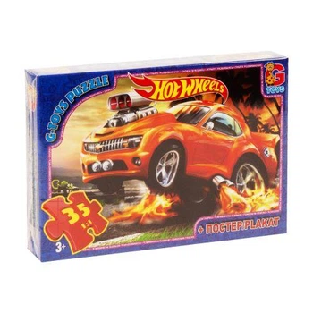 Пазлы G-Toys "Hot Wheels" 35 элементов + постер 21 х 30 см FW701