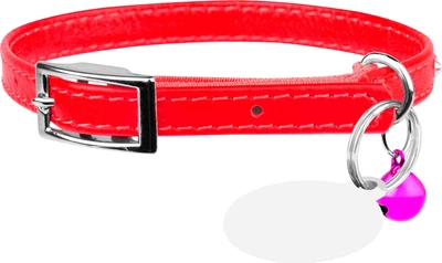 Ошейник Collar WAUCAT GLAMOUR с резинкой, клеевыми стразами Для кошек (ширина 9 мм, Длина 22-30 см) Красный (32543Collar)