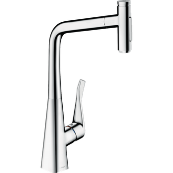 Смеситель для кухни Hansgrohe Metris Select 320 2jet с вытяжным изливом хром 73820000