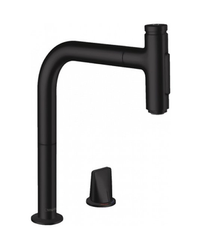 Смеситель для кухни Hansgrohe Metris Select 200 2Jet Sbox с выдвижным изливом черный матовый 73818670