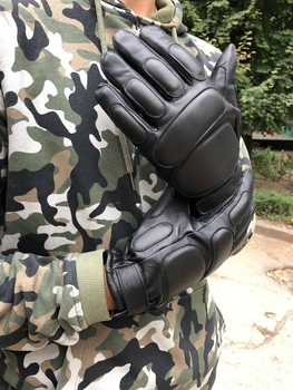 Перчатки зимние тактические из кожи на флисовой подкладке GlovesUA мод.312-б Черный 8