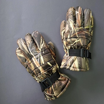 Мужские перчатки зимние тактические для зимней рыбалки охоты на искуственном меху Tactical Камуфляж лес (9222)