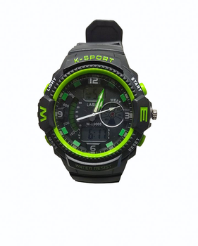 Часы K-Sport 899 электронные + кварцевые в железной подарочной коробке. Зелеый