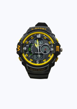 Часы K-Sport 899 электронные + кварцевые в железной подарочной коробке. Желтый
