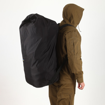 Баул - рюкзак на 65 литров Чёрный влагозащитный, тактический, вещевой мешок MELGO
