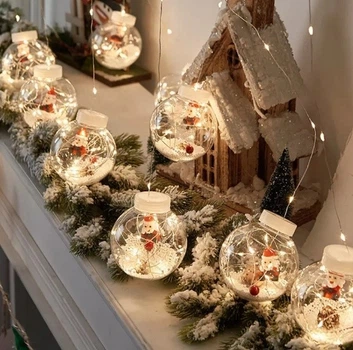 Гирлянда Xmas 200L W-1 Copper curtain ball lamp W белый 3M*1.5M шарики с Дедом Морозом