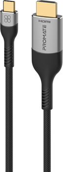 Кабель Promate MediaCord-8K USB-C to HDMI in 1.8 м Grey (mediacord-8k.grey)