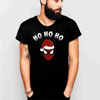 Футболка черная с новогодним принтом "Spider-Man. Ho-Ho-Ho. Человек-паук Хо-Хо-Хо" Push IT L