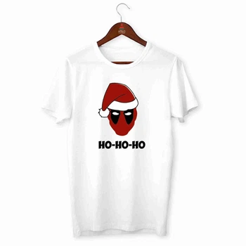Футболка белая с новогодним принтом "Deadpool. Ho-Ho-Ho. Дэдпул Хо-Хо-Хо" Push IT XL