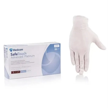 Рукавички оглядові нітрилові текстуровані Medicom SafeTouch® Advanced™Platinum Білий, розмір S (00130)